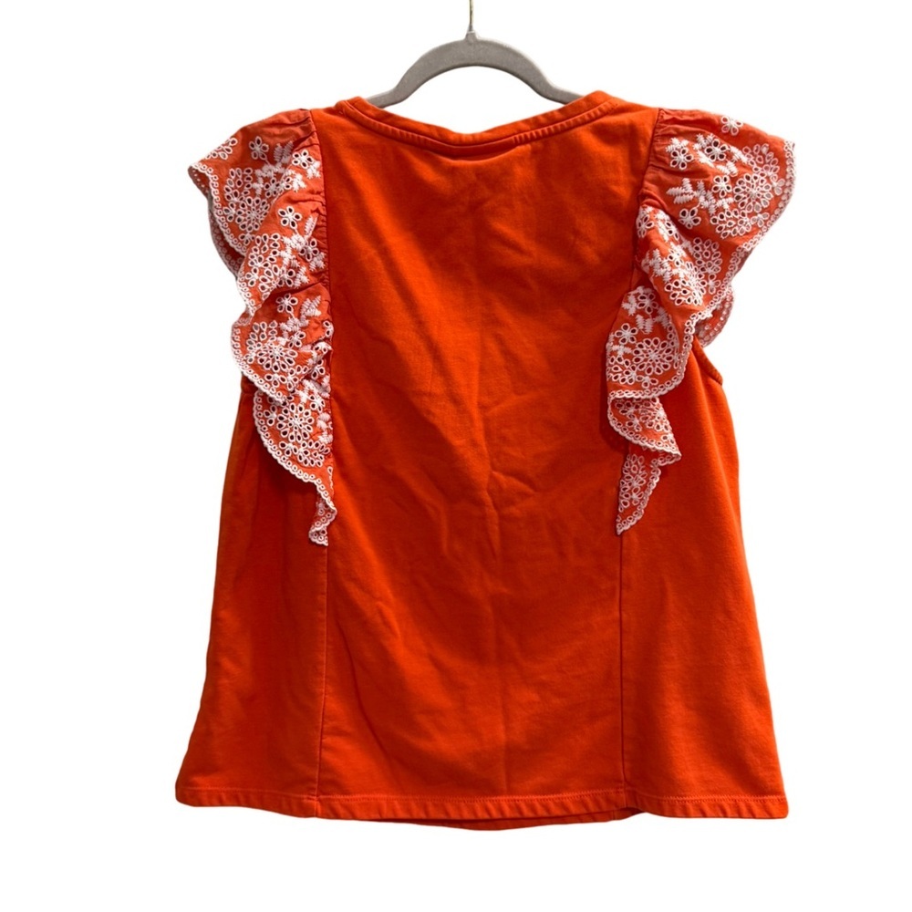 Maeve Orange Eyelet Ruffle Sleeve Shell - Picture 4 of 13
